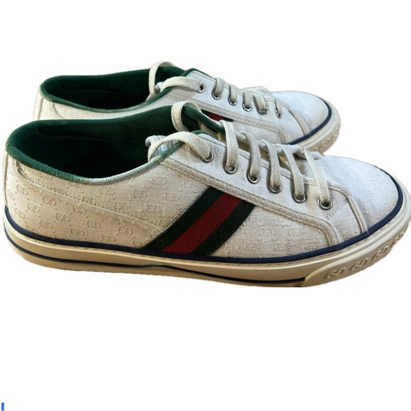 Gucci Men White Tennis Shoes 1977 Size10Price $180 - Picture 3 of 9
